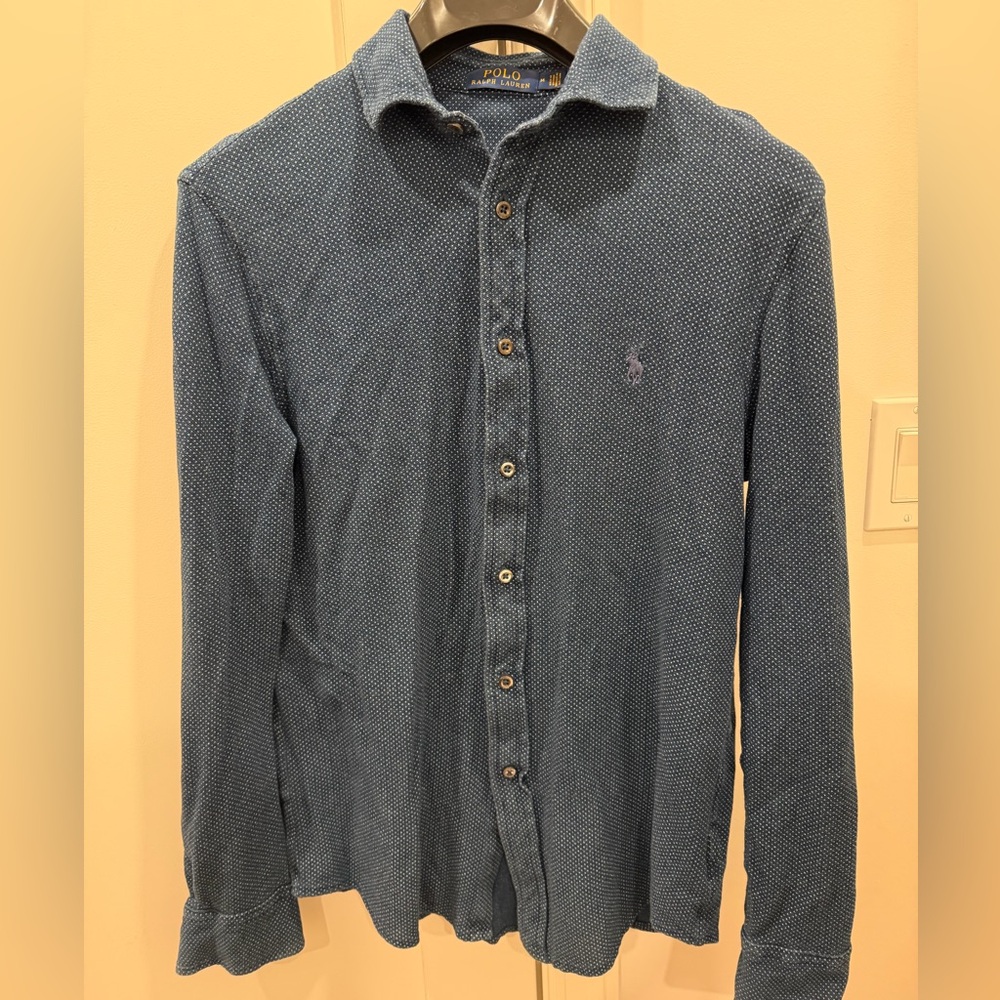 Ralph Lauren Men's Textured Blue Button Down Shirt